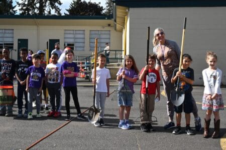 Class ready to work on Serve Day